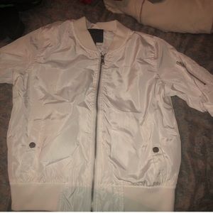 All white bomber jacket